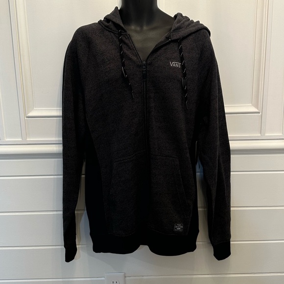 Vans Off The Wall Full Zip Hoodie Jacket Mens L Charcoal Gray w/Black Cotton NWT - Picture 2 of 12